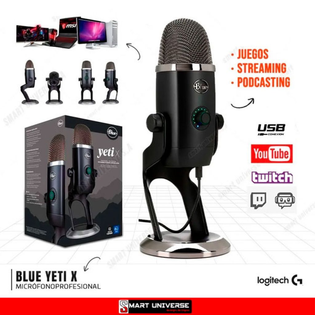 Micrófono Profesional Blue Yeti X Streaming Gaming Usb Smart Universe Sa 2215