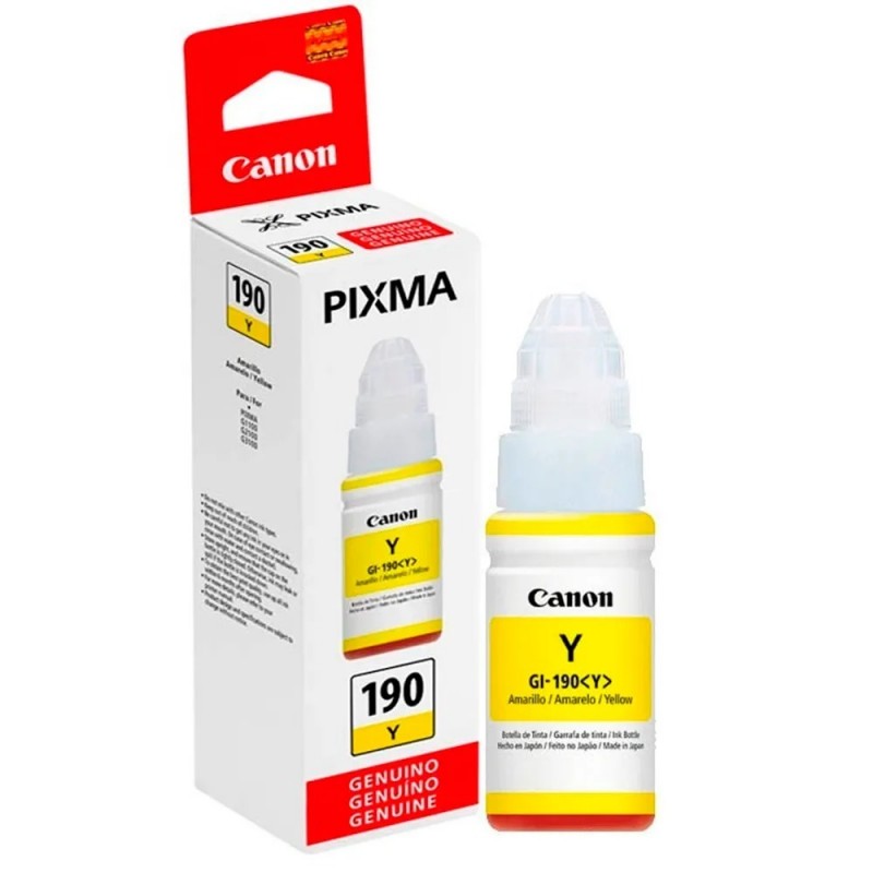BOTELLA CANON GI190 AMARILLO GI1100/2100/3100 7000 PAG GI190Y 1 BOTELLA CANON GI190 AMARILLO GI1100/2100/3100 7000 PAG GI190Y