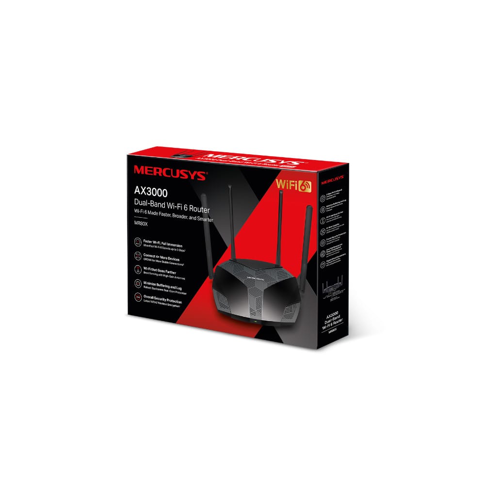 ROUTER/MERCUSYS MR80X WIFI 6 AX3000 DUAL BAND 4 ANT PUERTOS GIGABIT 2 ROUTER/MERCUSYS MR80X WIFI 6 AX3000 DUAL BAND 4 ANT PUERTOS GIGABIT - Imagen 2
