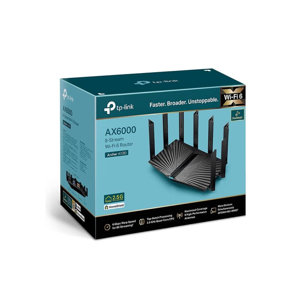 ROUTER TPLINK/ARCHER AX80 WIFI 6 / AX6000 /4 PUERTOS ETHERNET /CONEXION DE 2.5G /PUERTO USB / 8 AN 1 ROUTER TPLINK/ARCHER AX80 WIFI 6 / AX6000 /4 PUERTOS ETHERNET /CONEXION DE 2.5G /PUERTO USB / 8 AN