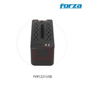 REGULADOR AUTOMÁTICO DE VOLTAJE 1200VA/600W, 8 SLDS, 2 USB-120V FVR1221USB