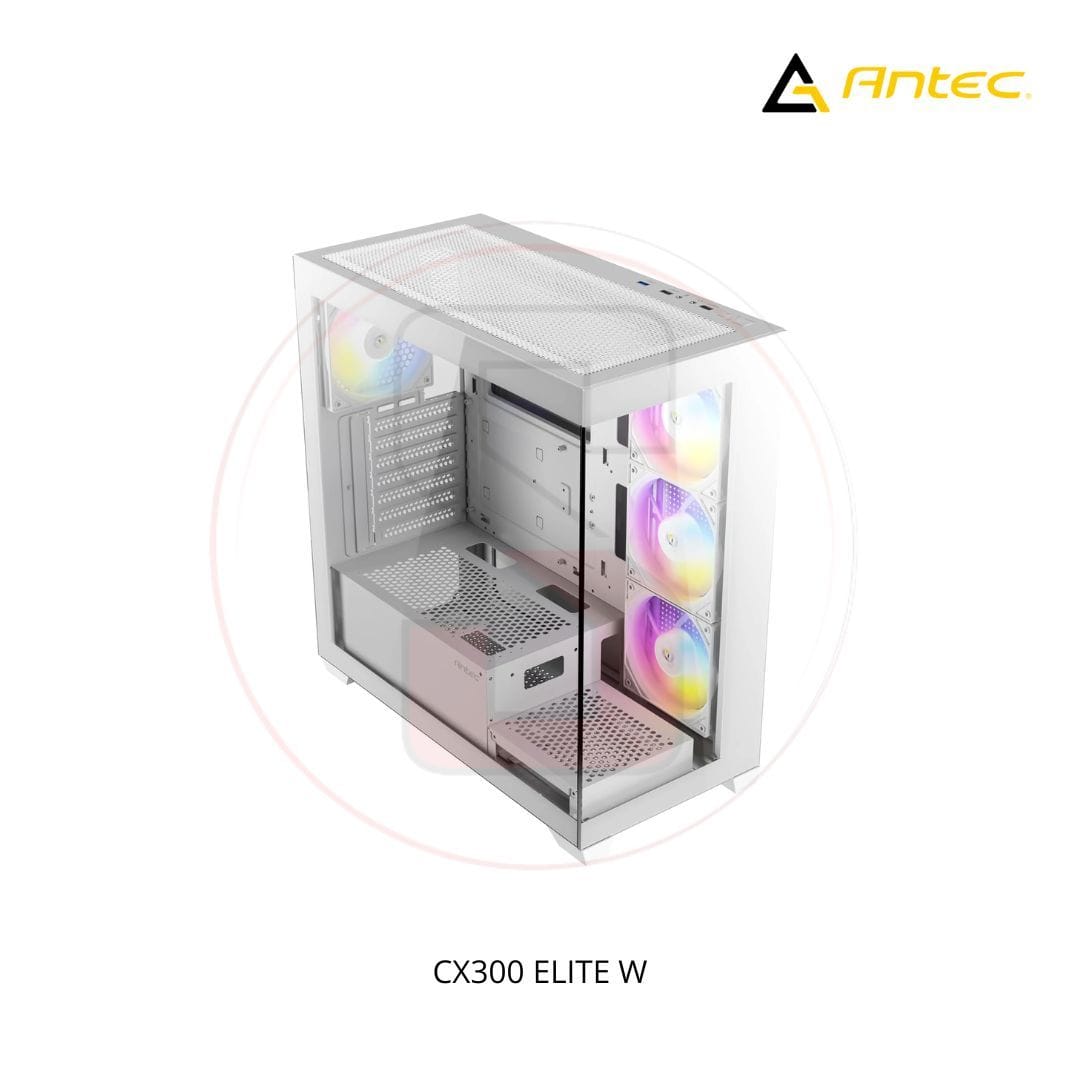 CASE ANTEC CX300 ELITE WHITE MID TOWER RGB 3X120MM FIXED RIGHT SIDE 1X120MM IN REAR 1 CASE ANTEC CX300 ELITE WHITE MID TOWER RGB 3X120MM FIXED RIGHT SIDE 1X120MM IN REAR