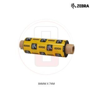 RIBBON TÉRMICO DE TRANSFERENCIA ZEBRA 6000 WAX, MODELO 06000GS08407 (84 MM × 74 M).