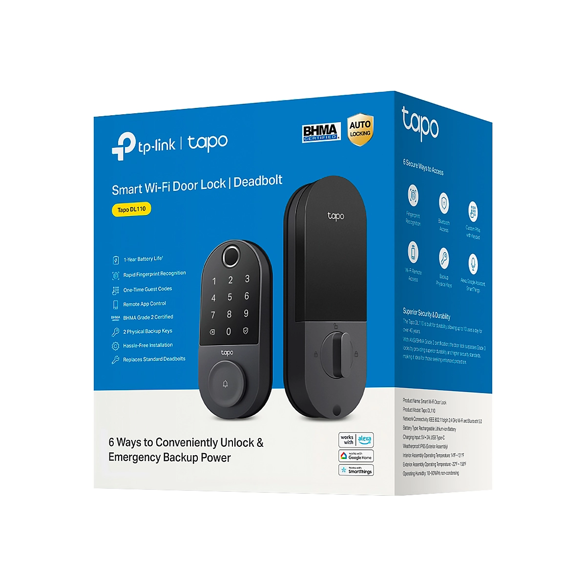 CERRADURA INTELIGENTE WI-FI TP-LINK BLACK 6 ACCESOS HUELLA DIGITAL CARGA USB-C BATERIA 1 YEAR IP65 2 CERRADURA INTELIGENTE WI-FI TP-LINK BLACK 6 ACCESOS HUELLA DIGITAL CARGA USB-C BATERIA 1 YEAR IP65 - Imagen 2