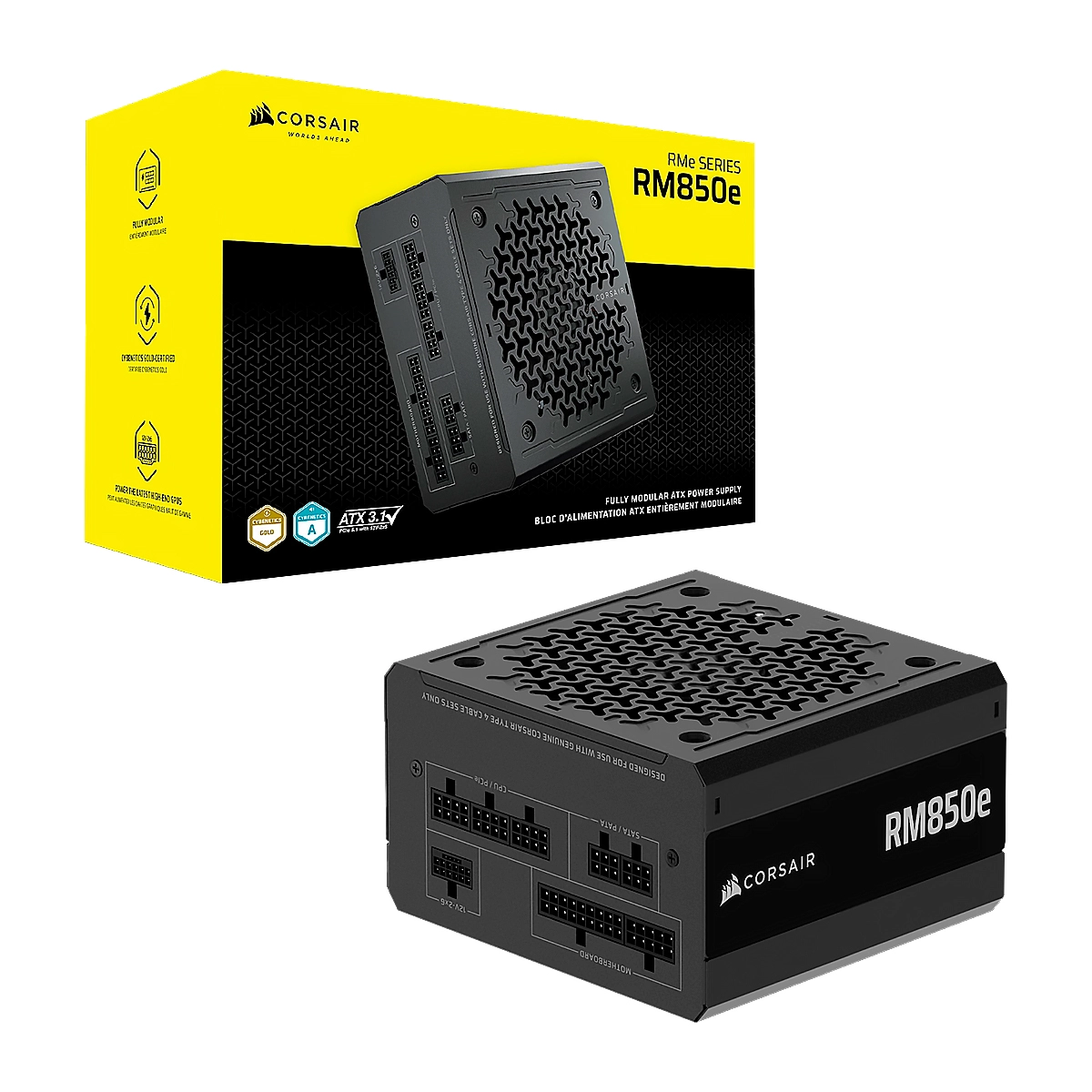 FUENTE DE PODER CORSAIR RM850e 850W FULLY MODULAR LOW-NOICE ATX3.1 PCIe5.1 GOLD 1 FUENTE DE PODER CORSAIR RM850e 850W FULLY MODULAR LOW-NOICE ATX3.1 PCIe5.1 GOLD