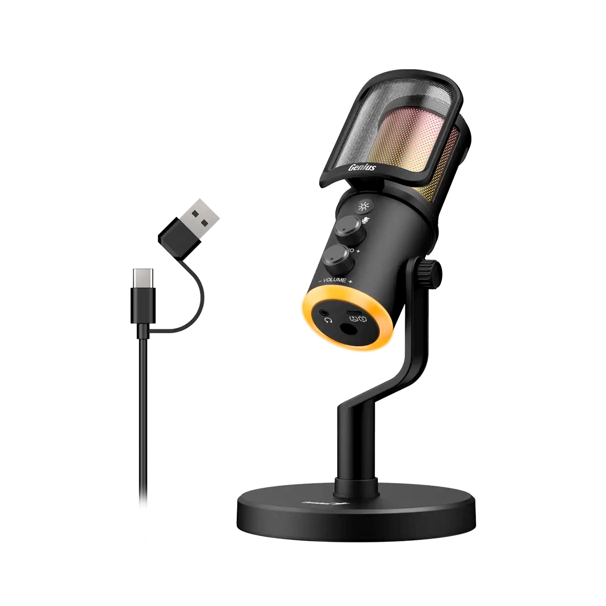 Microfono Genius MIC-S400U Streaming USB-A USB-C RGB Black 1 Microfono Genius MIC-S400U Streaming USB-A USB-C RGB Black