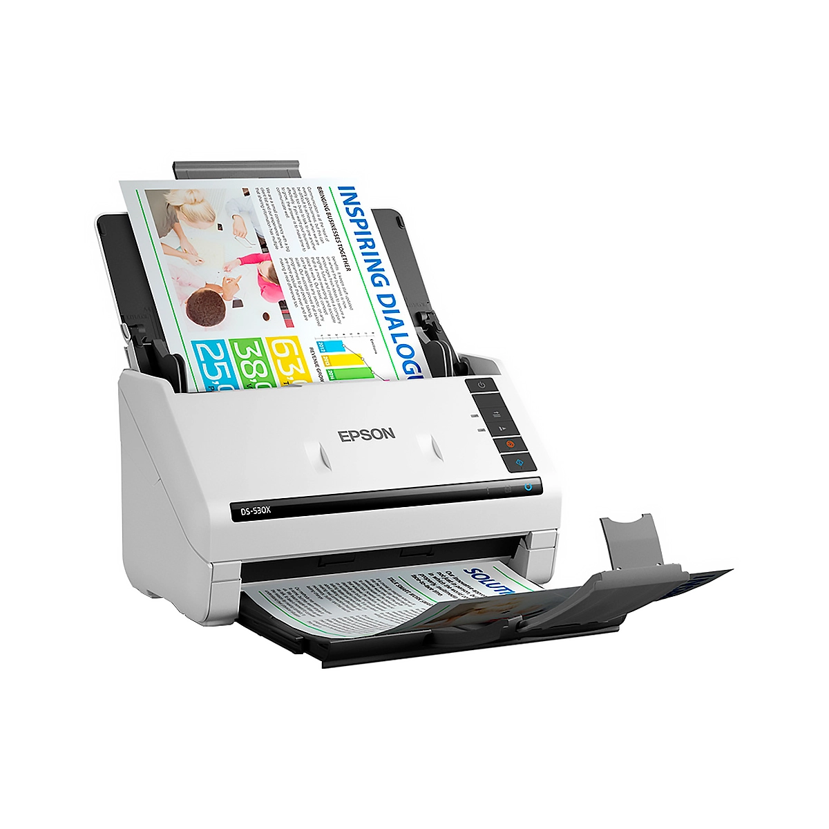 Scanner Epson DS-530X High Speed Desktop 600dpi 45ppm 100 Sheet Duplexing ADF 1 Scanner Epson DS-530X High Speed Desktop 600dpi 45ppm 100 Sheet Duplexing ADF