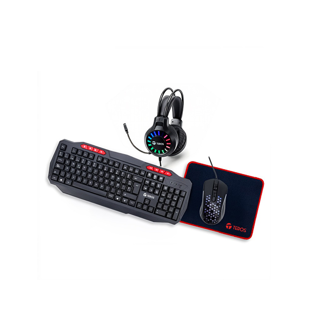 COMBO GAMER TEROS TE-5014S 4 EN 1 TECLADO + MOUSE + AURICULAR RGB + MOUSEPAD 1 COMBO GAMER TEROS TE-5014S 4 EN 1 TECLADO + MOUSE + AURICULAR RGB + MOUSEPAD
